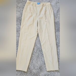 NWOT J Mclaughlin $228 Silk And Cotton Tappered Pants Size 10 Ivory